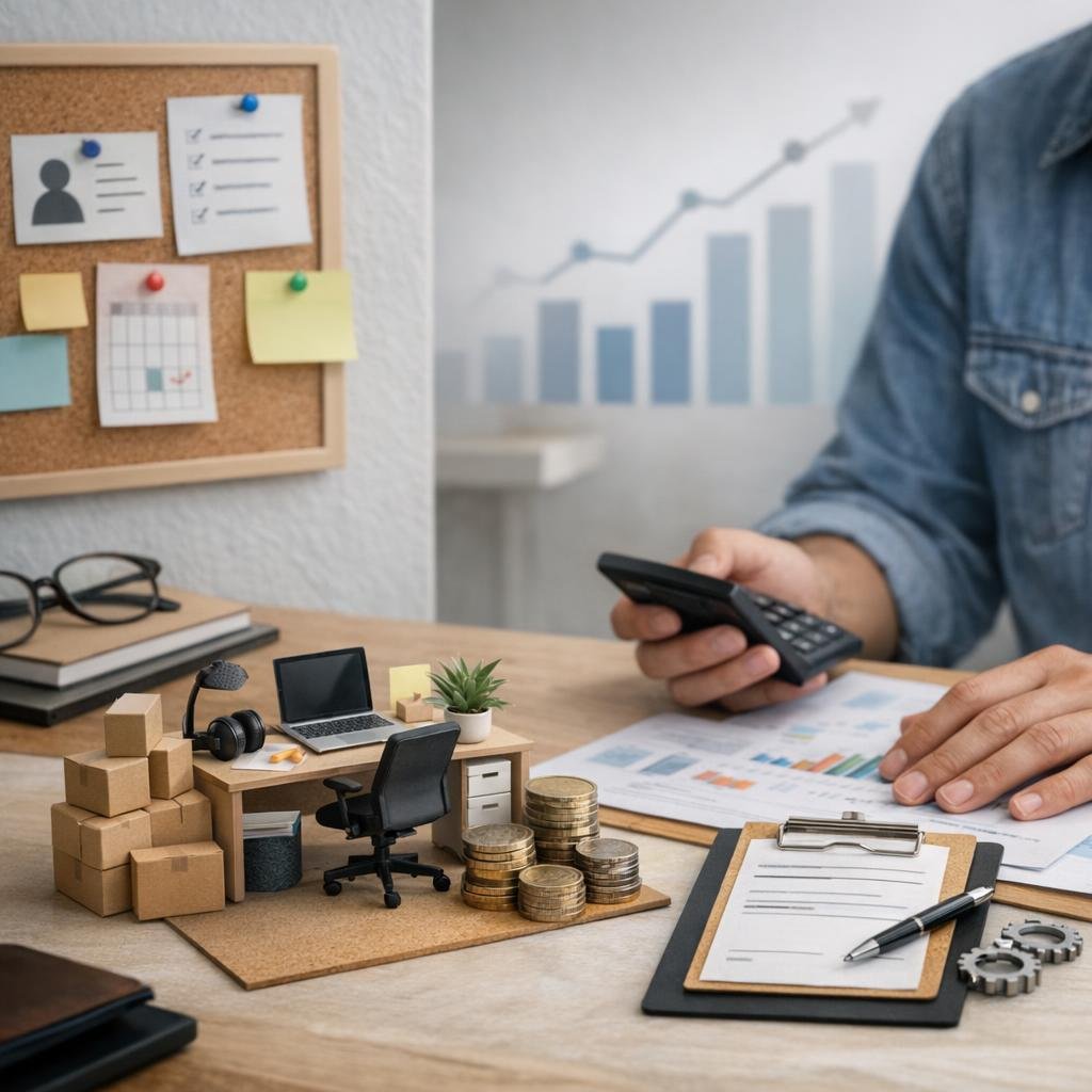Personeel aannemen cashflow met contract onboarding payroll en laptop