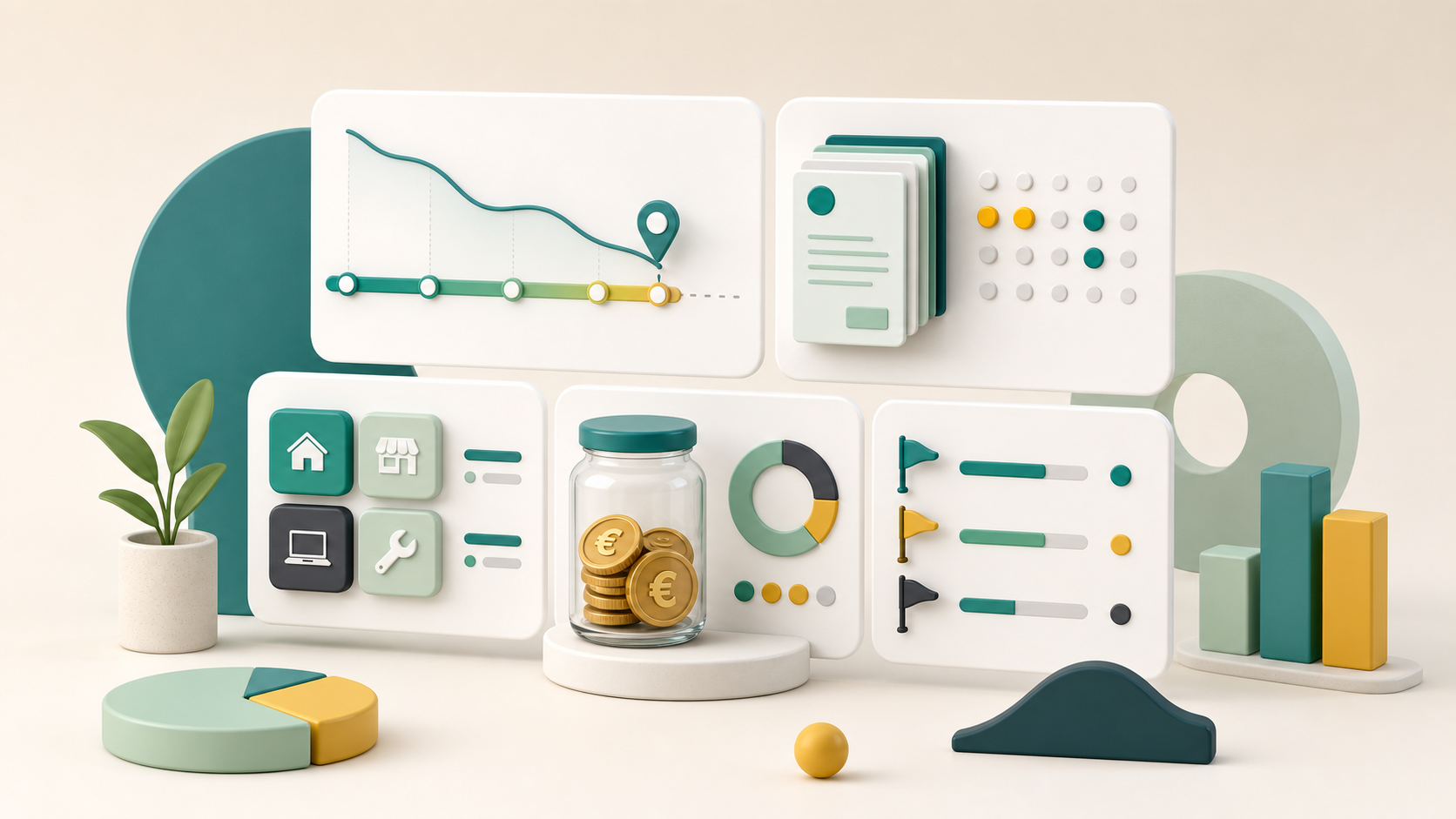 Finance dashboard voor een klein team met runway facturen vaste kosten belastingreserve en commitments
